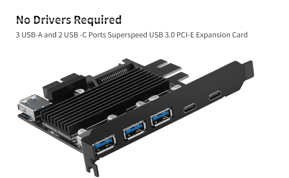 Allkei Super Speed Pci E To Usb 3 0 Expansion Card Type C Pci Expansion Card Usb C Express Card With 15 Pin Sata Power Connector