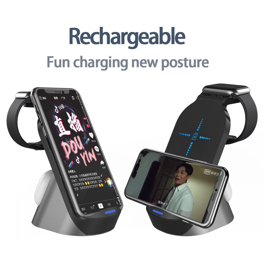 New Design Smartphone Headset Watch Magnetic Fast Charger 15w Desktop Dock Stand Wireless Charger