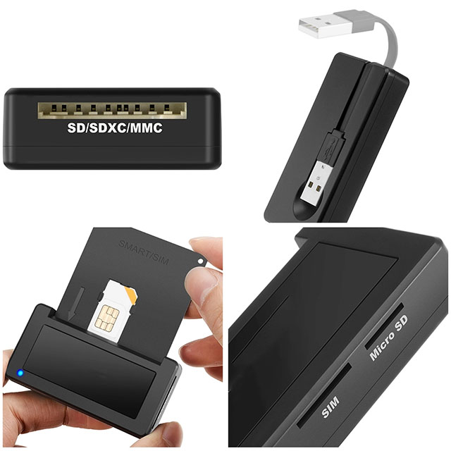 USB EMV Chip Smart ID Card Reader with SIM card slots