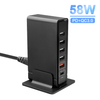 Allkei 6 Port 58W QC 3.0 Type C PD 20W USB Fast Charger Travel Adapter Mobile Phone Wall Charger