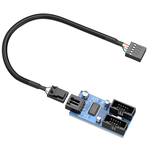Allkei HC427 Computer Motherboard USB 9-Pin Extension One-To-Two Circuit Board 9pin USB2.0 Hub
