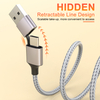 Allkei Multi 5 In 1 Universal USB Fast Charging Cable 3A 1.8M/6FT USB A/Type C To Lightning +Type C+Micro USB Nylon Braided Sync Charge