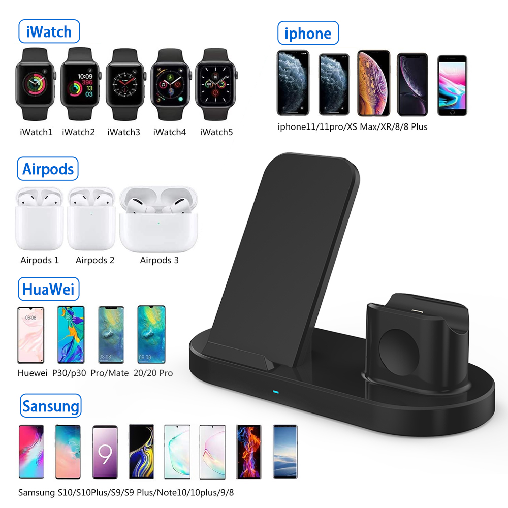 3 in 1 10W Fast Multi Function Charging Stand For Iphone Samsung Phone AirPods 3 Wireless Charger