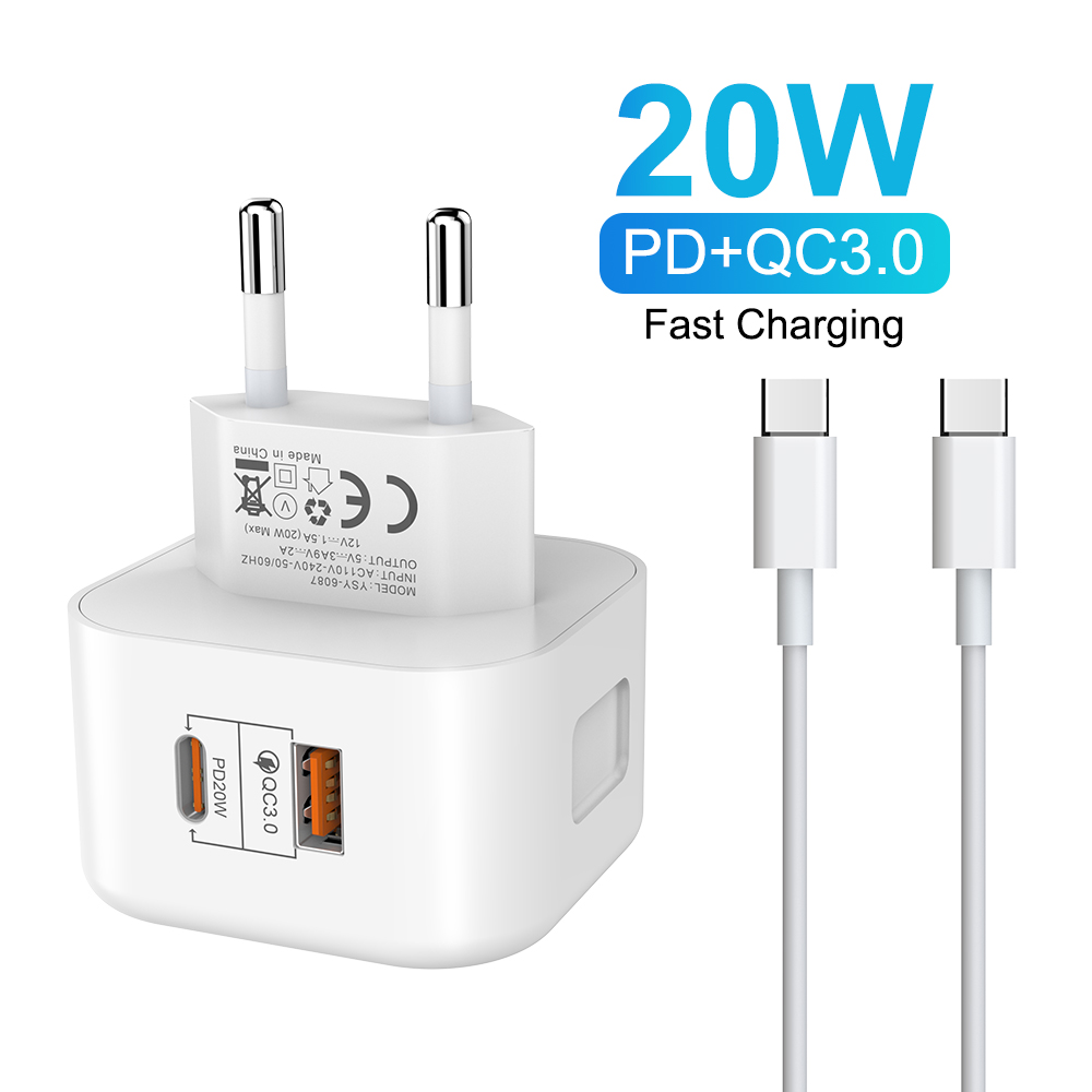 Fast Charger Adapter usb Mini USB C PD QC Wall Charger for Mobile Phone iPad Tablet iphone14/13/12/11