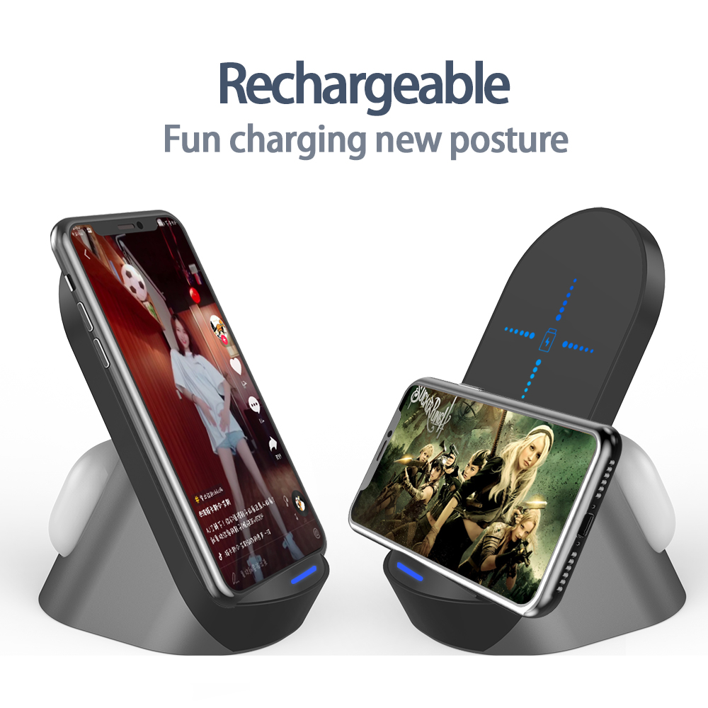 Best Portable USB Type C Qi Wireless Charger Mobile Stand 15W 2 in 1 Wireless Charging