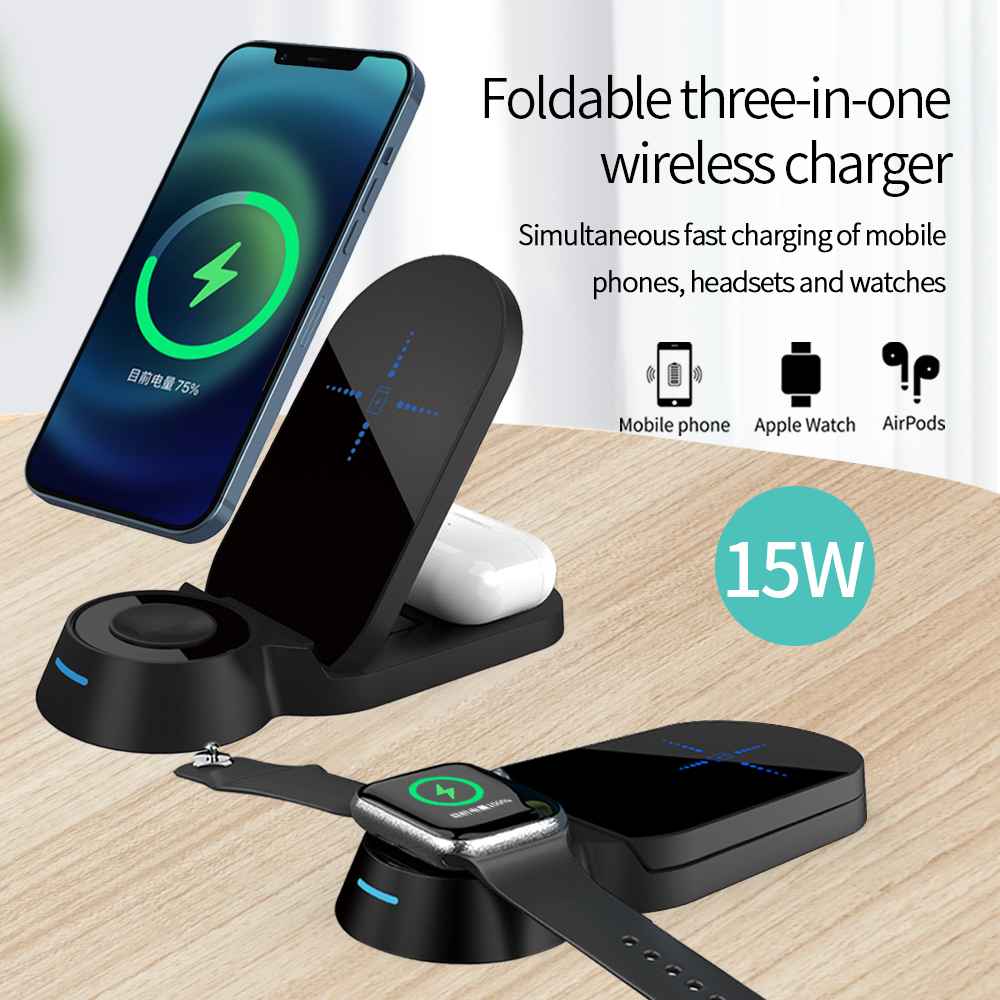 Allkei H22 Foldable 3-in-1 Wireless Charging Stand Station