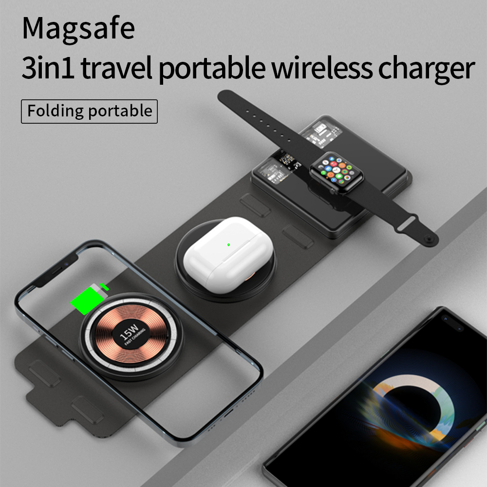 Allkei T01 3-in-1 Foldable Magnetic Wireless Charger