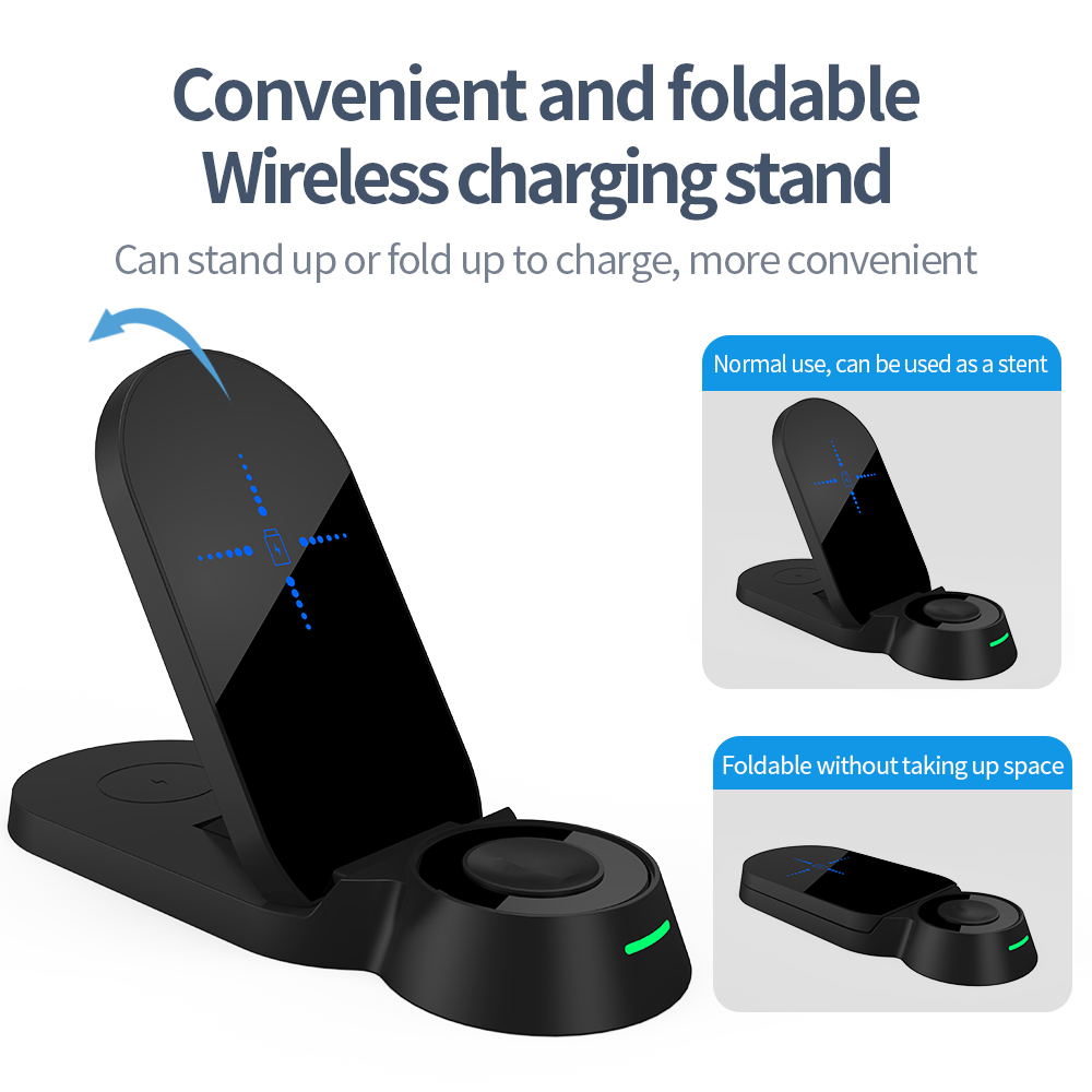 Allkei H22 Foldable 3-in-1 Wireless Charging Stand Station