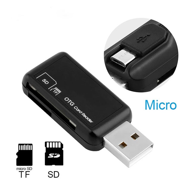 USB 2.0 4 in 1 otg mobile phone smart card reader with SD / TF cards Slot